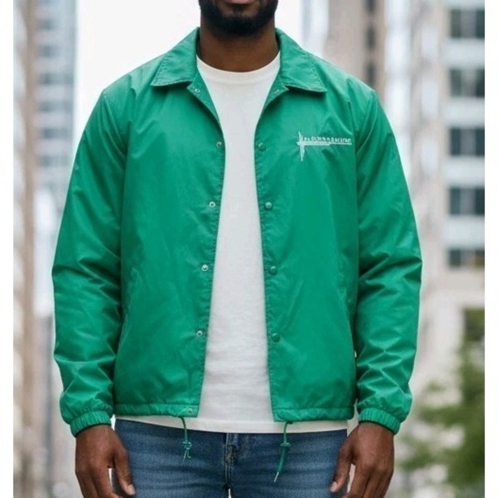 Vintage Birdie Bloomsburg Green Nylon Coaches Jacket Retro Sportswear Sz L